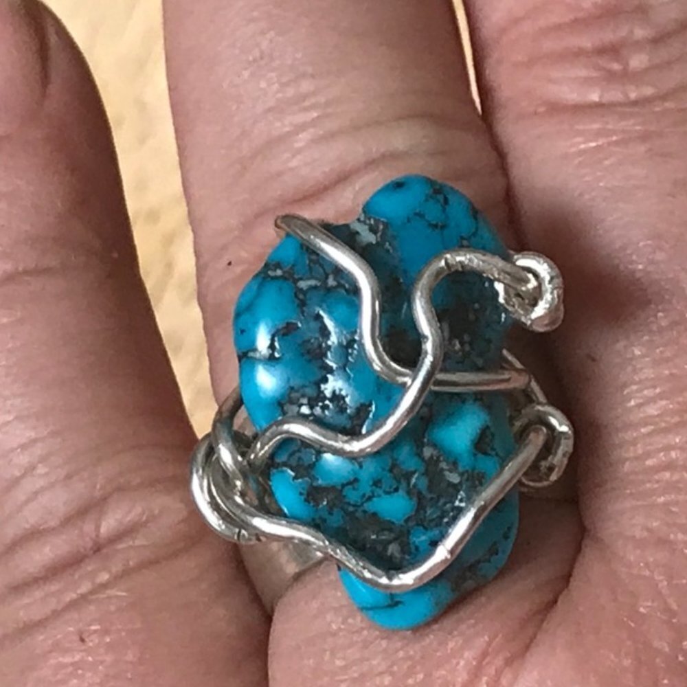 Genuine Sleeping Beauty Turquoise Gemstone Ring Size 9 Sterling Silver 925
